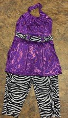 Dance Costume Gallery  Adult Small Two piece Purple White Black zebra print