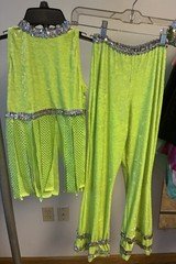Dansco Large Child Recital Costume 2 piece Lime Green Silver
