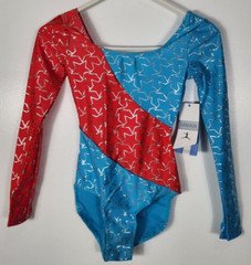 Danskin Gymnastic Women’s Petite Size XS (0-2) Patriotic Blue LS Leotard NWT