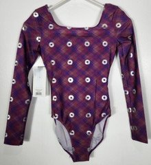 Danskin Gymnastic Women’s Size Petite XS (0-2) Purple Spiral LS Leotard NWT
