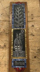 Dave Holleman Mid-Century Mosaic Tile Art Panel w/Sgraffito Design
