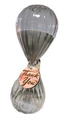 Decorative Ribbed Large Hourglass Dark Gray Sand Clock Timer Desk Decor 10.5x5"