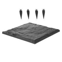 Decorative Stepping Stones with Stakes 4Pcs 15.5x15.5 in Walkway Pavers Grey