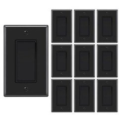 Decorator Paddle Rocker Light Switch ,15A,3 way/Single Pole ,10 Pack,UL Listed