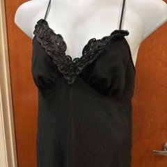 Delicates Black Floral Lace Chemise Sz Large