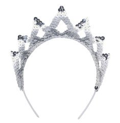 DELUXE SEQUIN SILVER TIARA HEADBAND CHILDREN COSTUME ACCESSORY