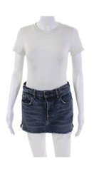 Denim X Alexander Wang Womens Cotton Distressed Denim Mini Skirt Blue Size 25