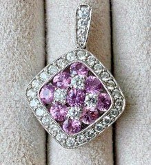 Designer GREGG RUTH 18K Gold Pink Sapphire Diamond Necklace Pendant 1.92ct ~$3K+