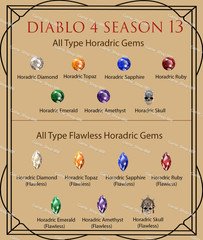 Diablo 4 S13 Season 13 All Type Horadric Gem / Flawless Horadric Gem Gems D4