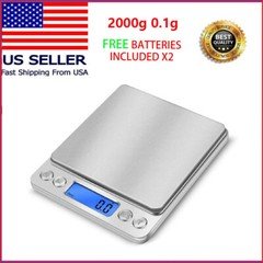 Digital Weight Scale Kitchen Jewelry Gold Grain Food MiniSize Gram 2000g x 0.1g