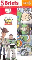 Disney Pixar Toy Story Boys Brief Underwear Size 6 5-Pack 100% Cotton Tagless