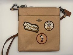 Disney X Coach Minnie Mouse Kitt Messenger Crossbody With Patches Tan