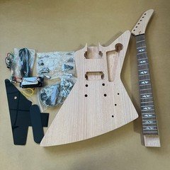 DIY  Explorer Electric Guitar Kit Unfinished Mahogany Body Maple Neck
