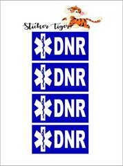 DNR - Do Not Resuscitate - Set of 4 Badge Sticker Decals Medical