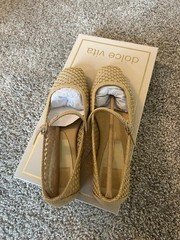 Dolce Vita Reyes Ballet Flats Lt Natural Woven Raffia, size 5.5. New, in box.
