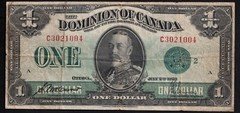 Dominion Of Canada 1923 $1 One Dollar Banknote McCavour - Saunders Green Seal