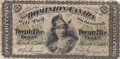 Dominion of Canada 25¢ 1870 "Shinplaster" DC-1b VG