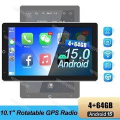 Double 2Din Rotatable 10.1" Android 15 Vertical screen Car Stereo Radio GPS WIFI