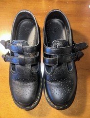Dr. Martens Women’s Black Leather Mary Jane Flats Buckle Straps US 8 EU 39