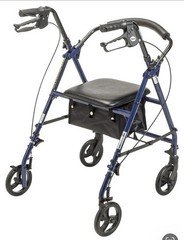 Drive 4-Wheel Rollator Walker With Seat & Hand Brakes - Blue/Black