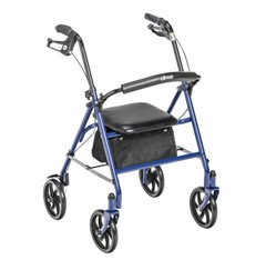 Drive Medical 10257BL 1 4 Wheel Rollator Walker With Seat, Steel Rolling Walker