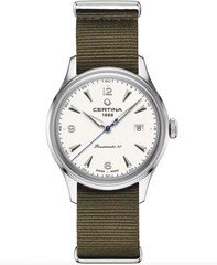 DS Heritage Powermatic White / Green Strap | White Dial Wristwatch