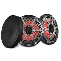 DS18 HYDRO 8" 2-Way Marine Speakers, RGB LED Lights 375 Watts Black Carbon Fiber