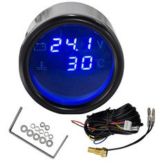 Dual Readout LCD 2 in 1 Gauge Water Temp Indicator & Voltage Meter Car Pickup