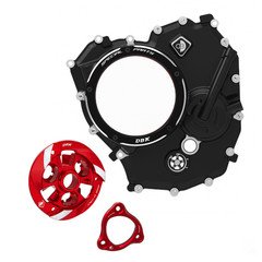 Ducabike Ducati Hypermotard V2 Clear Clutch Cover Kit 2026+ - Black-Red-Red