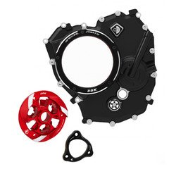 Ducabike Ducati Hypermotard V2 Clear Clutch Cover Kit 2026+ - Black-Red-Black