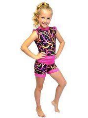 Duck Crossing 2-pc Sequin Ruffle Open Back Dance Costume Shorts Top Set Girls M