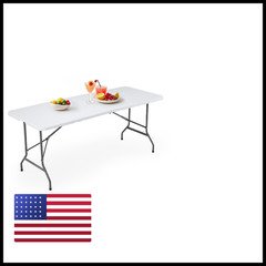Dumos 6Ft Plastic Folding Table Indoor Outdoor Portable Heavy Duty Table