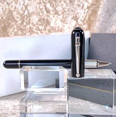 Dunhill Rollerball Pen Sidecar Black Resin Palladium Finish with Case & Papers