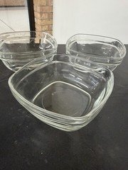 Duralex Lys Clear Glass Square Nesting Bowls 4.25" France - Choose Your Quantity