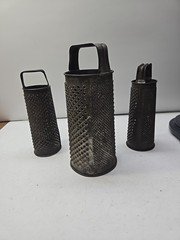 Early ANTIQUE Primitive Tin ROUND GRATER Lot Spice Rustic Farmhouse 