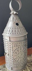 Early Primitive Paul Revere Punched Tin Candle Lantern Patina Hanging Antique 