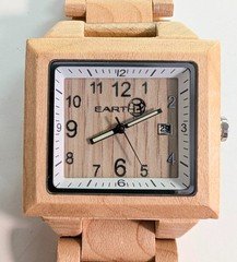 Earth Wood Watch EW1001 Square Case Luminous Hands Date NIB w/Warranty OFFERS??