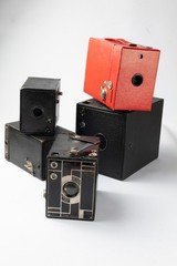 Eastman Kodak No 2 Beau Brownie, with a collection of other antique box cameras