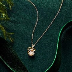 Eau Douce by 4°C K18 Yellow Gold Zircon Necklace | Ribbon Bow Pendant