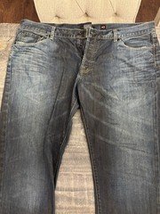Ed Hardy Men’s Blue Dark Wash Straight Fit Denim Jeans Embroidered Logo