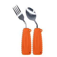 Ehucon Adaptive Utensilscurved Angled Spoon And Fork Setfor Tremors Parkinsons