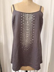 Eileen Fisher Gray Sequin Front Organic Linen Camisole Adjustable Straps S