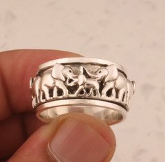 Elephant's 925 Silver Spinner Ring Handmade Sterling Band Ring All Size SR388