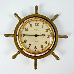 Elgin 8 Day Ship Wheel Desk Clock Parts Repair Brass Nautical Maritime Wind Up