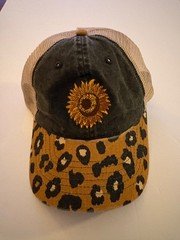 Elude Evolvr Leopard Sunflower Ponytail Trucker Hat Women’s Mesh Adjustable Cap