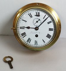 English Astral Coventry Ship's Wall Clock 8-Day Timepiece, Key-wind