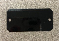 ENGRAVED  PLATE 1" X 2" BLACK GOLD LETTERING NOTCHED CORNERS 2 HOLES