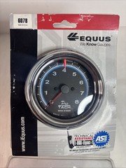 Equus E6078 Tachometer Gauge [3-3/8 in., 8,000 RPM, Black Dial Chrm Case, 6000