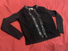 Escapade Black Suede & Leather Small Jacket Twist Eyelet Buttons Alt Gothic Punk