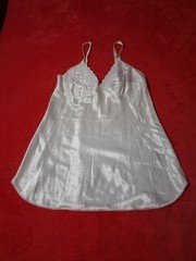 Escapades Medium White Satin Babydoll Nightgown Vintage